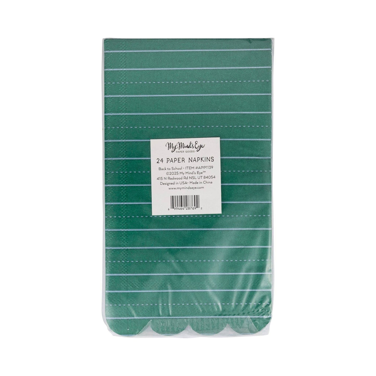 Green Ruled Apple Dinner Napkin (24 Count)
