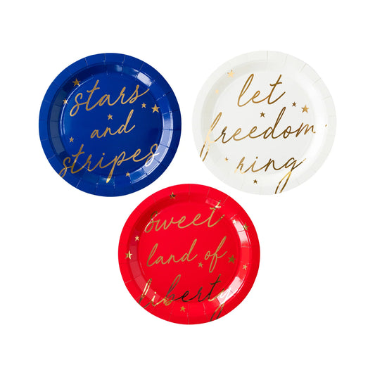 Americana Script Paper Plate Set (9 Count)