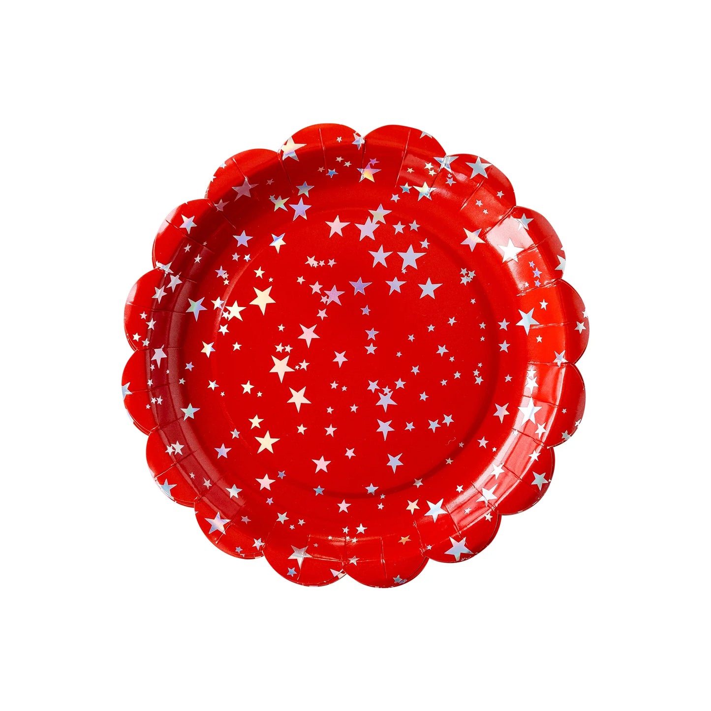 Red/Blue Sparklers Scallop Large Plate Set (8 Count)
