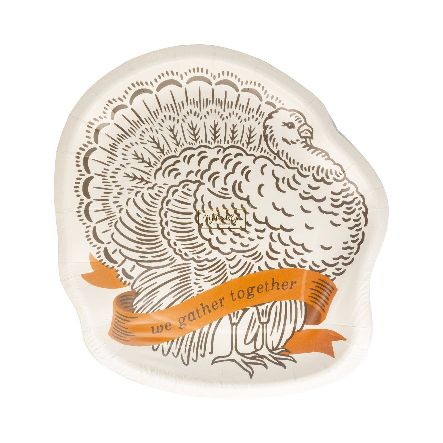 We Gather Together Turkey Shaped Paper Plate (8 Count)