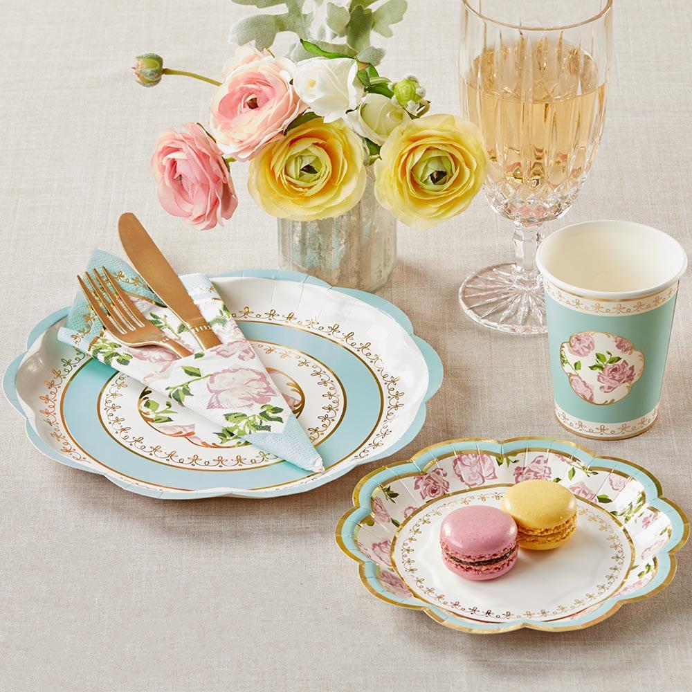 Tea Time Whimsy Large Paper Plates in Blue (8 pk)