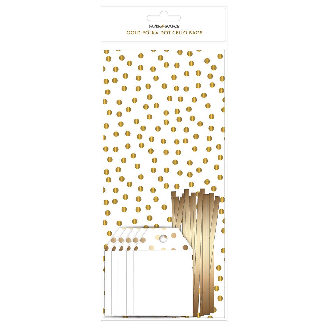 Gold Confetti Dot Cello Bags (15 Count)