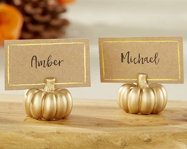 Gold Pumpkin Place Card Holder (6 pk)
