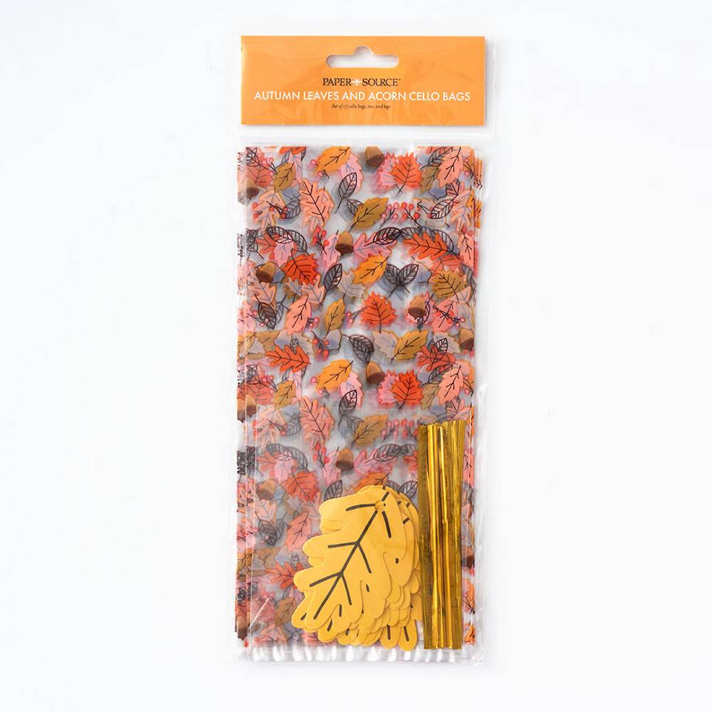 Autumn Leaves and Acorn Cellophane Bags