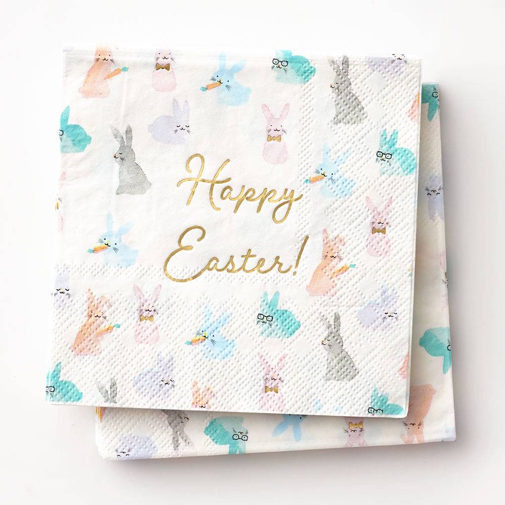 Happy Easter Bunny Beverage Napkin (20 Pk)