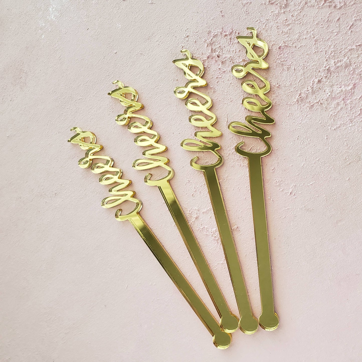 Gold Cheers Acrylic Drink Stir Sticks