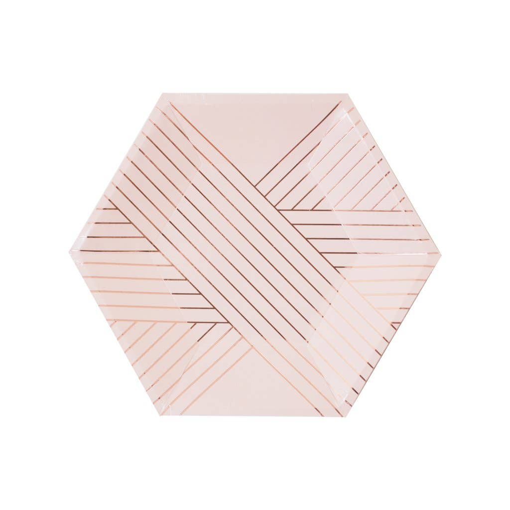 Manhattan Pink Striped Small Paper Plates (8 Pack)