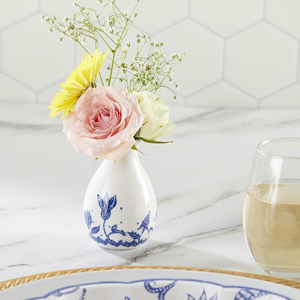 Blue Willow Ceramic Bud Vase (Set of 3)