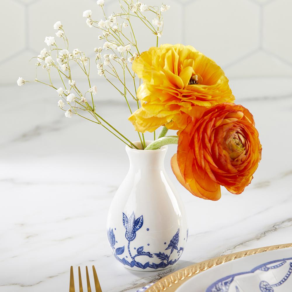 Blue Willow Ceramic Bud Vase (Set of 3)
