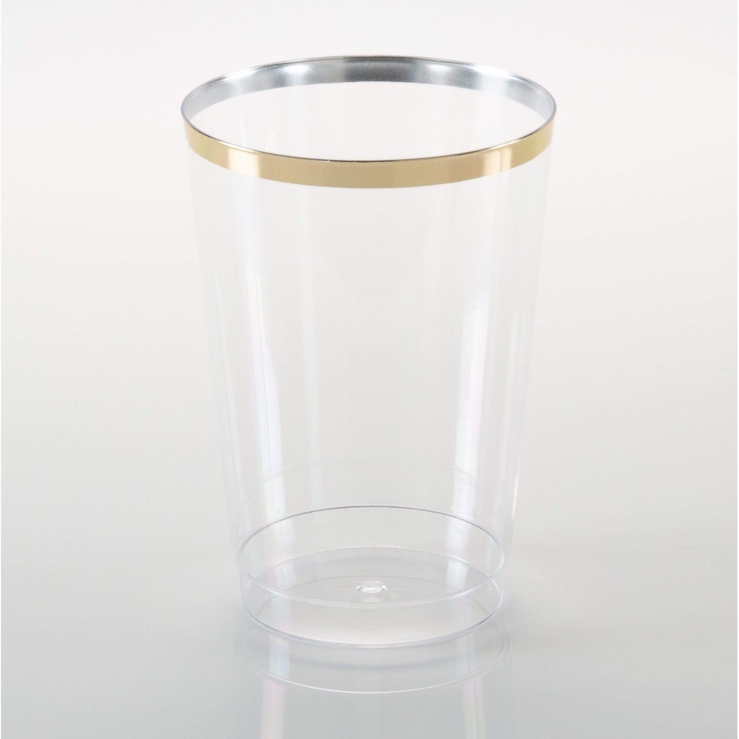 Clear Plastic Tumblers with Gold Trim - 12 Ounce (25 pk)