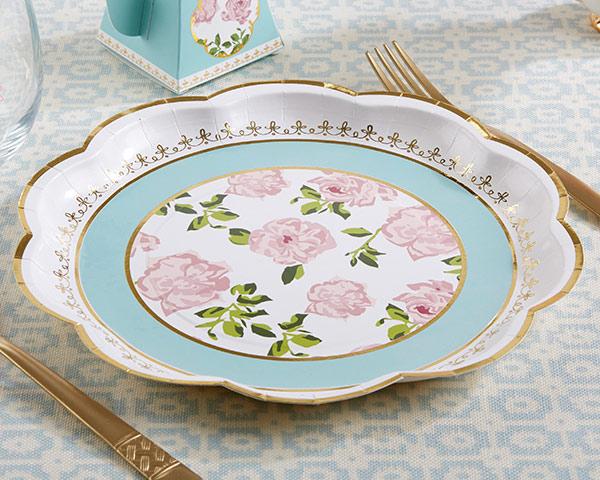 Tea Time Whimsy Large Paper Plates in Blue (8 pk)