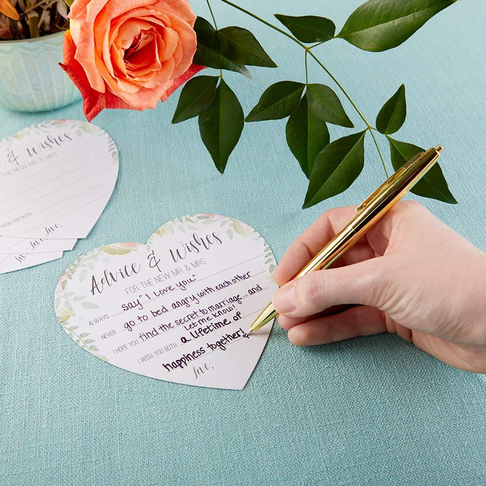 Floral Wedding Advice Card - Heart Shape (50 pk)