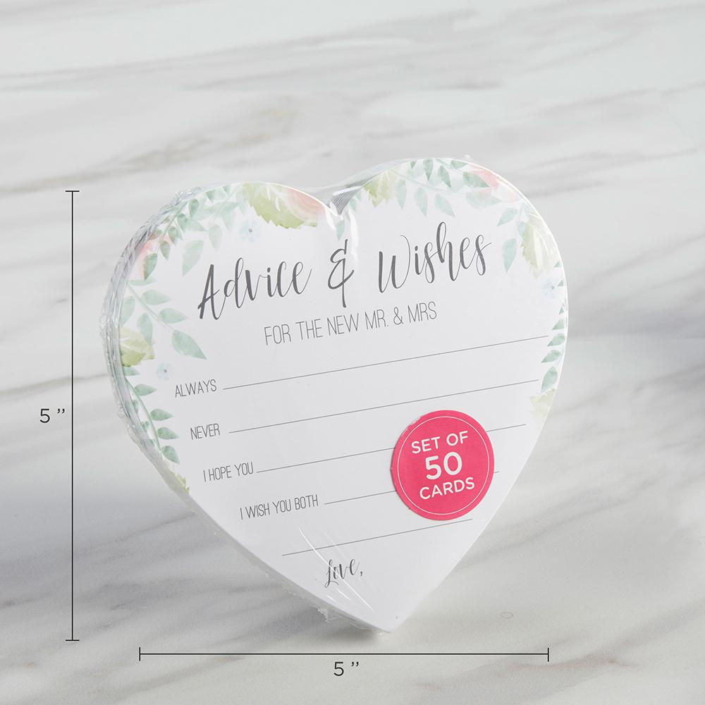 Floral Wedding Advice Card - Heart Shape (50 pk)