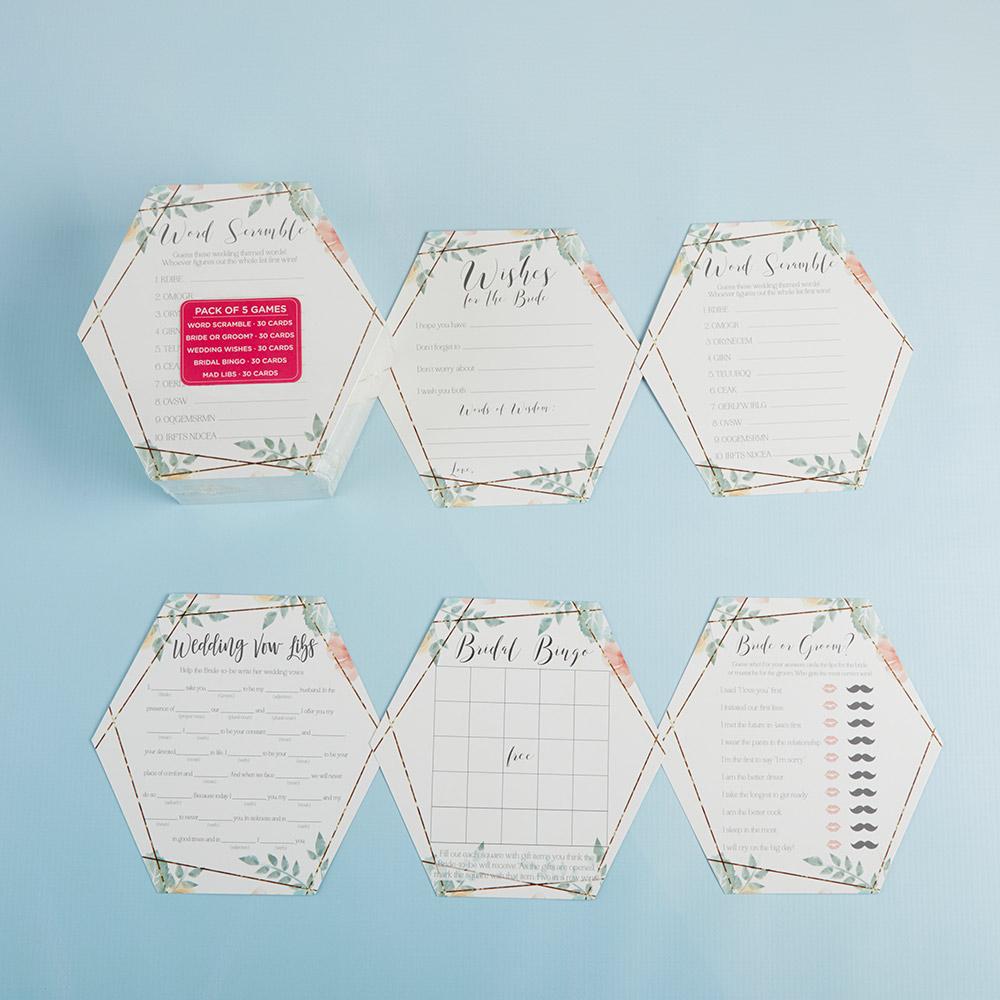 Geometric Floral Bridal Shower Games and Wishes for the Bride (30 pk)
