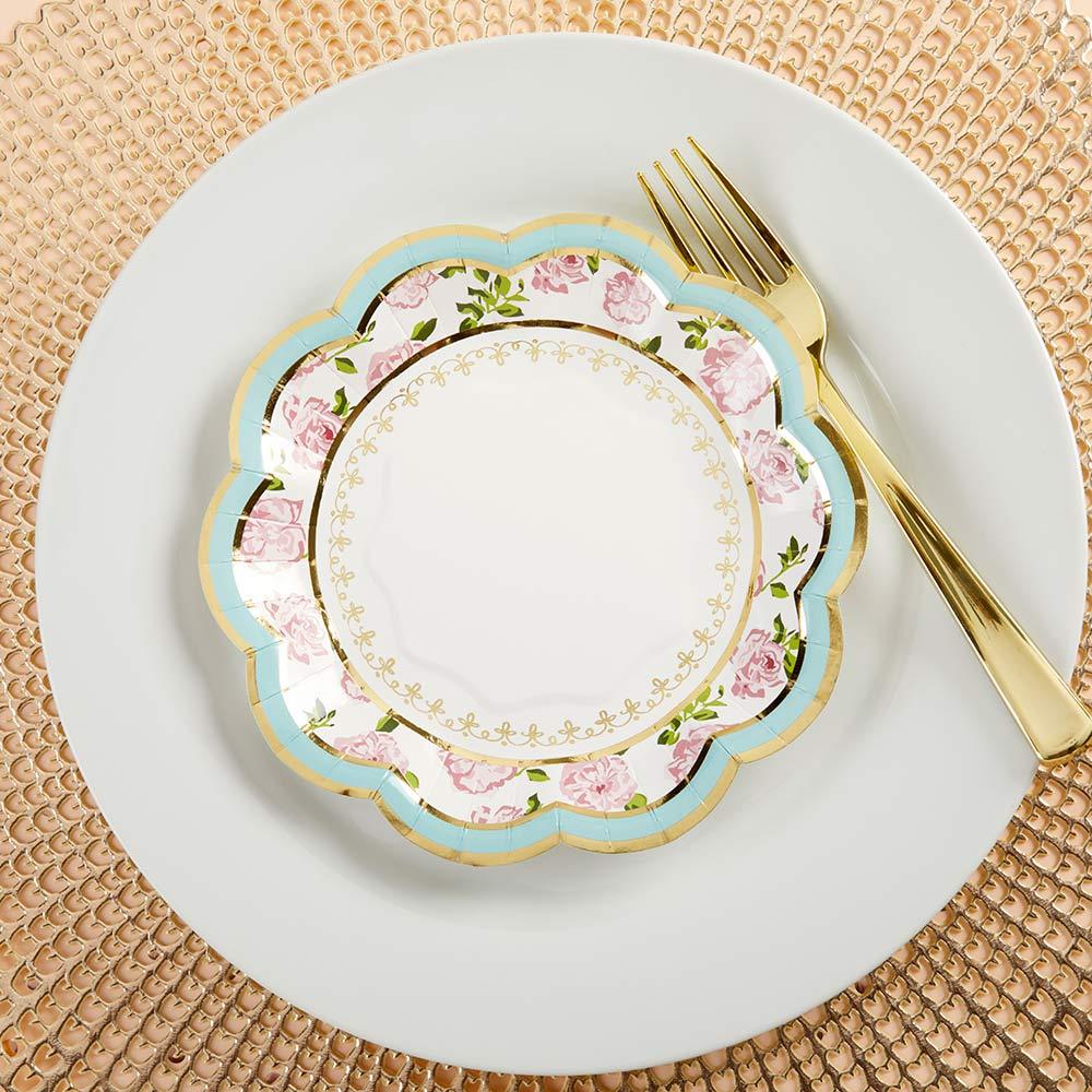 Tea Time Whimsy Small Paper Plates in Blue (16 pk)