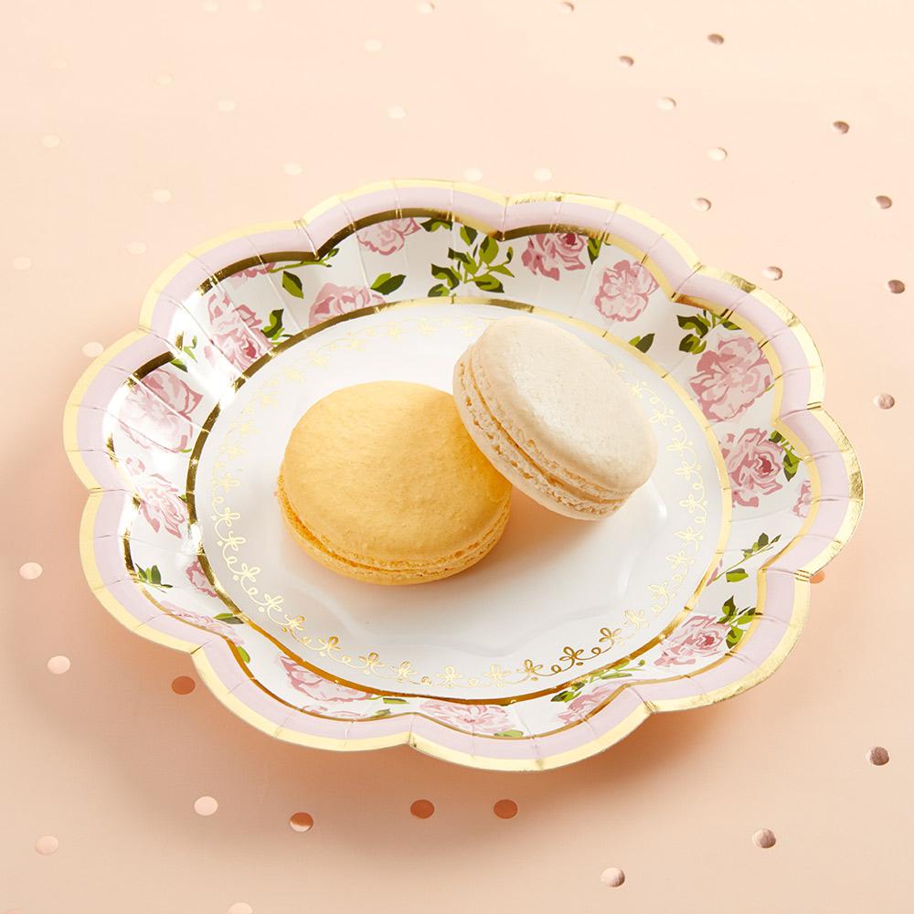 Tea Time Whimsy Small Paper Plates in Pink (16 pk)