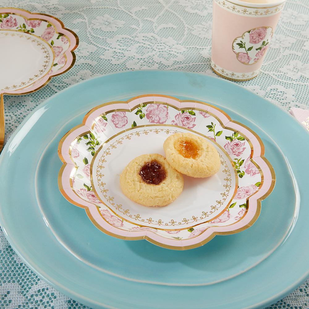 Tea Time Whimsy Small Paper Plates in Pink (16 pk)
