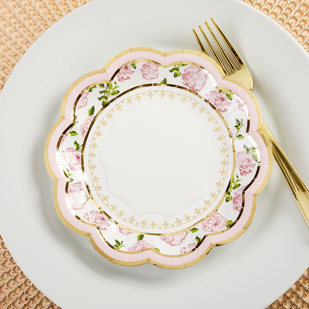 Tea Time Whimsy Small Paper Plates in Pink (16 pk)