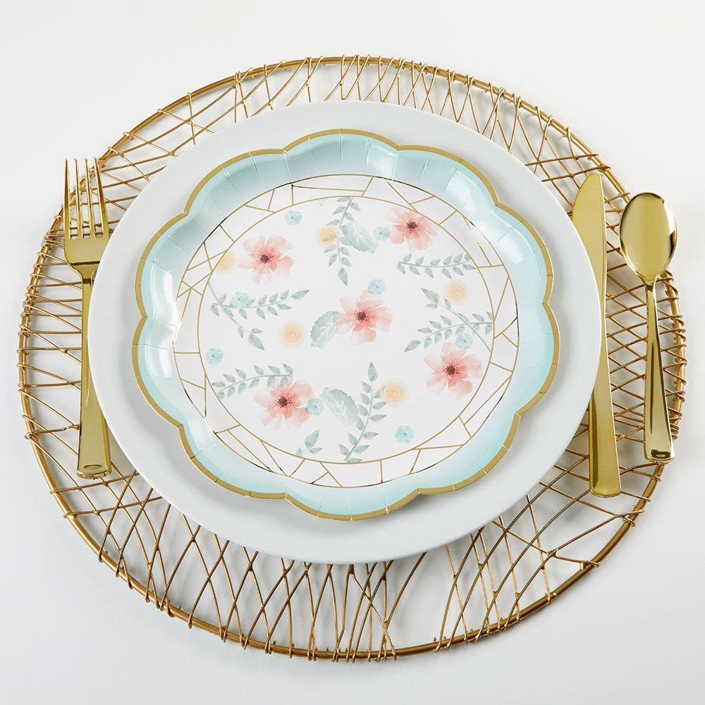 Geometric Floral Large Plates (8 pk)