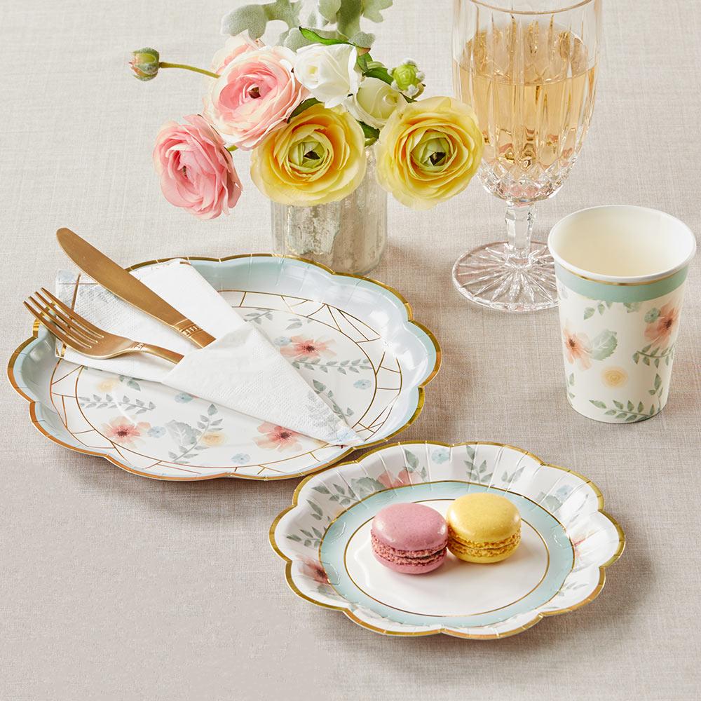 Geometric Floral Small Plates (16 pk)