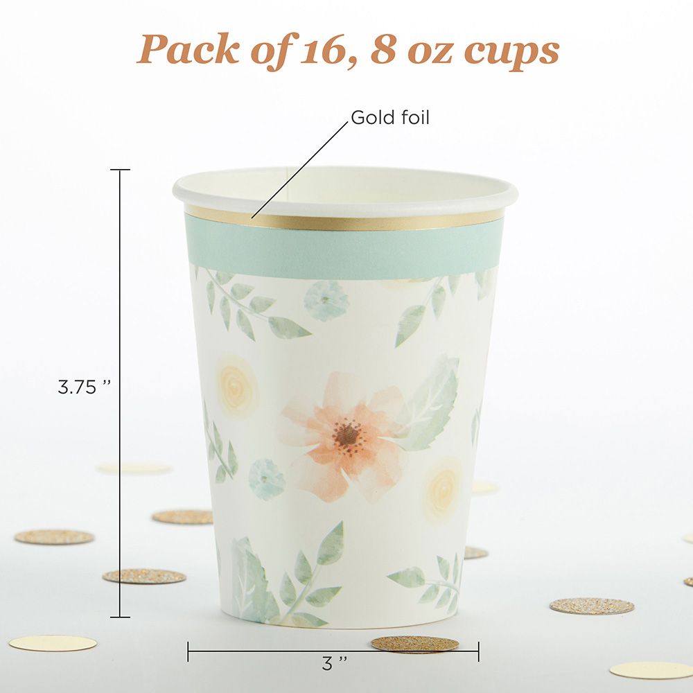 Geometric Floral Paper Cups (16 pk)