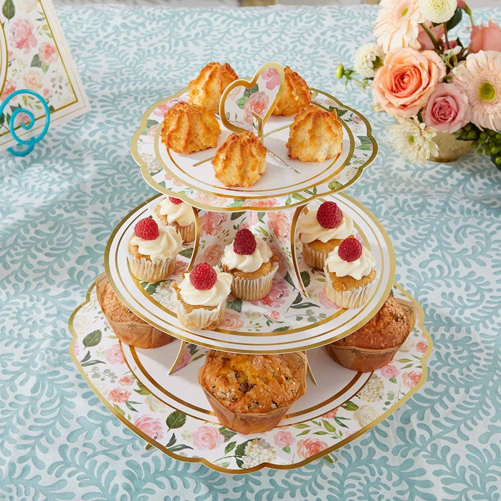 In Full Bloom 3-Tier Collapsible Cupcake or Food Stand
