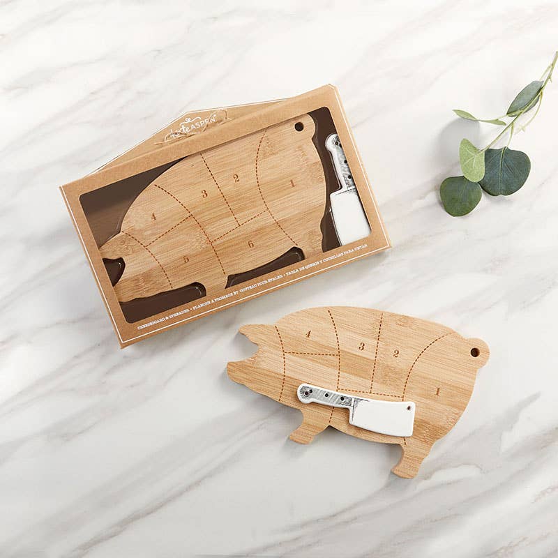 Farmhouse Pig Cheeseboard and Spreader Set
