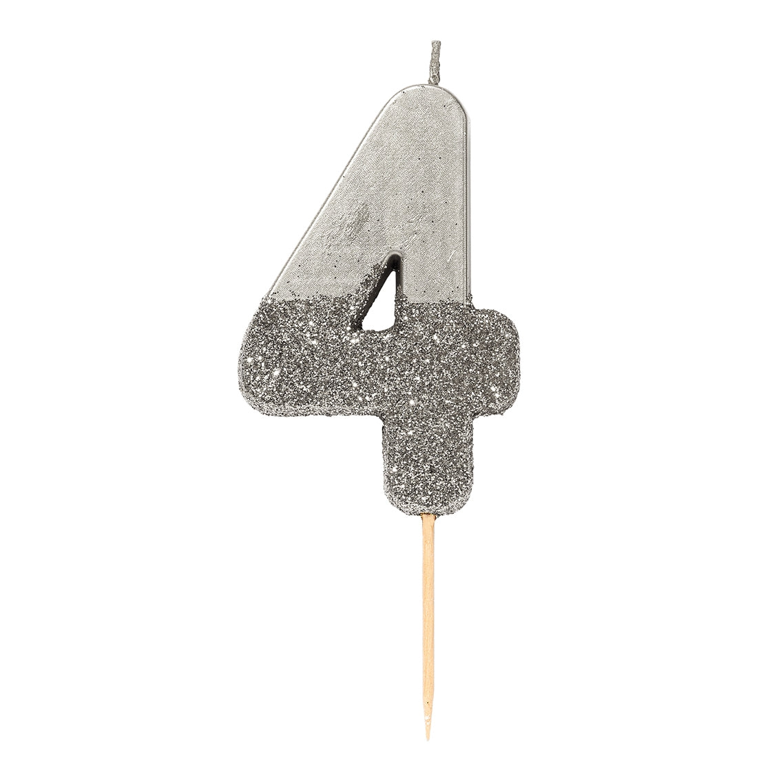 Silver Glitter Dipped Number Candles