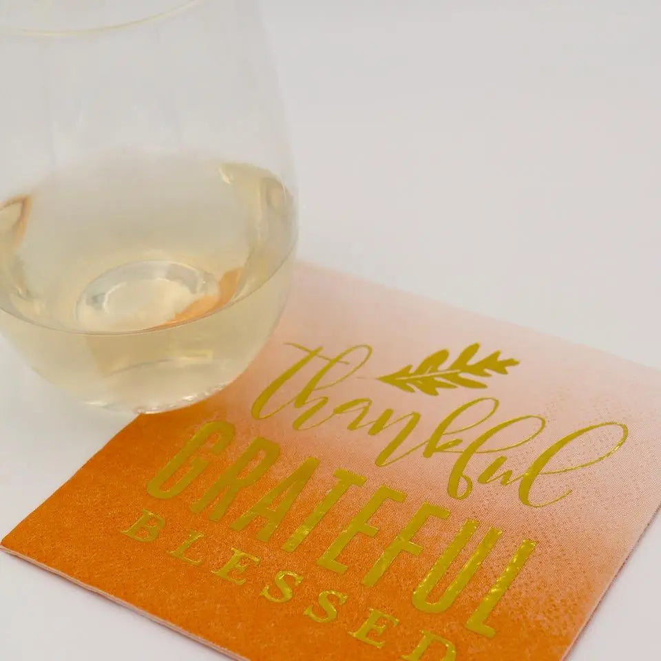 Thankful Grateful Blessed Gold Foil Beverage Napkins (20 Count)