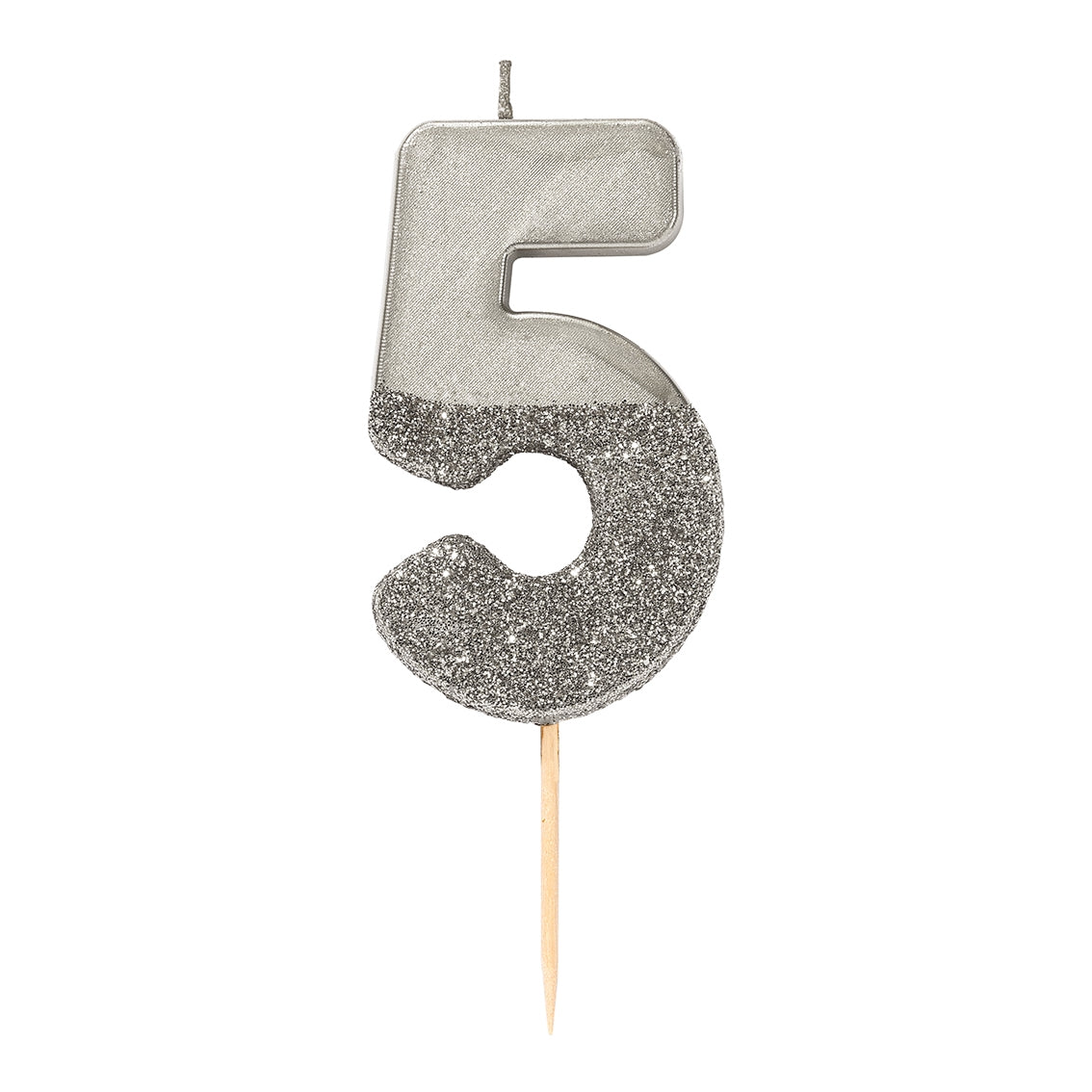 Silver Glitter Dipped Number Candles
