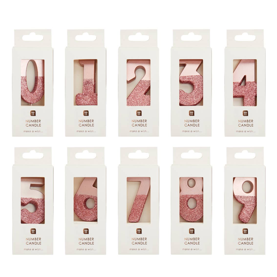 Rose Gold Glitter Dipped Number Candles