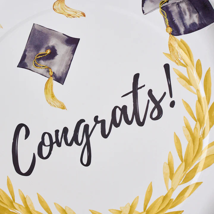 Congrats Graduation Cap Large Plate (8 Count)