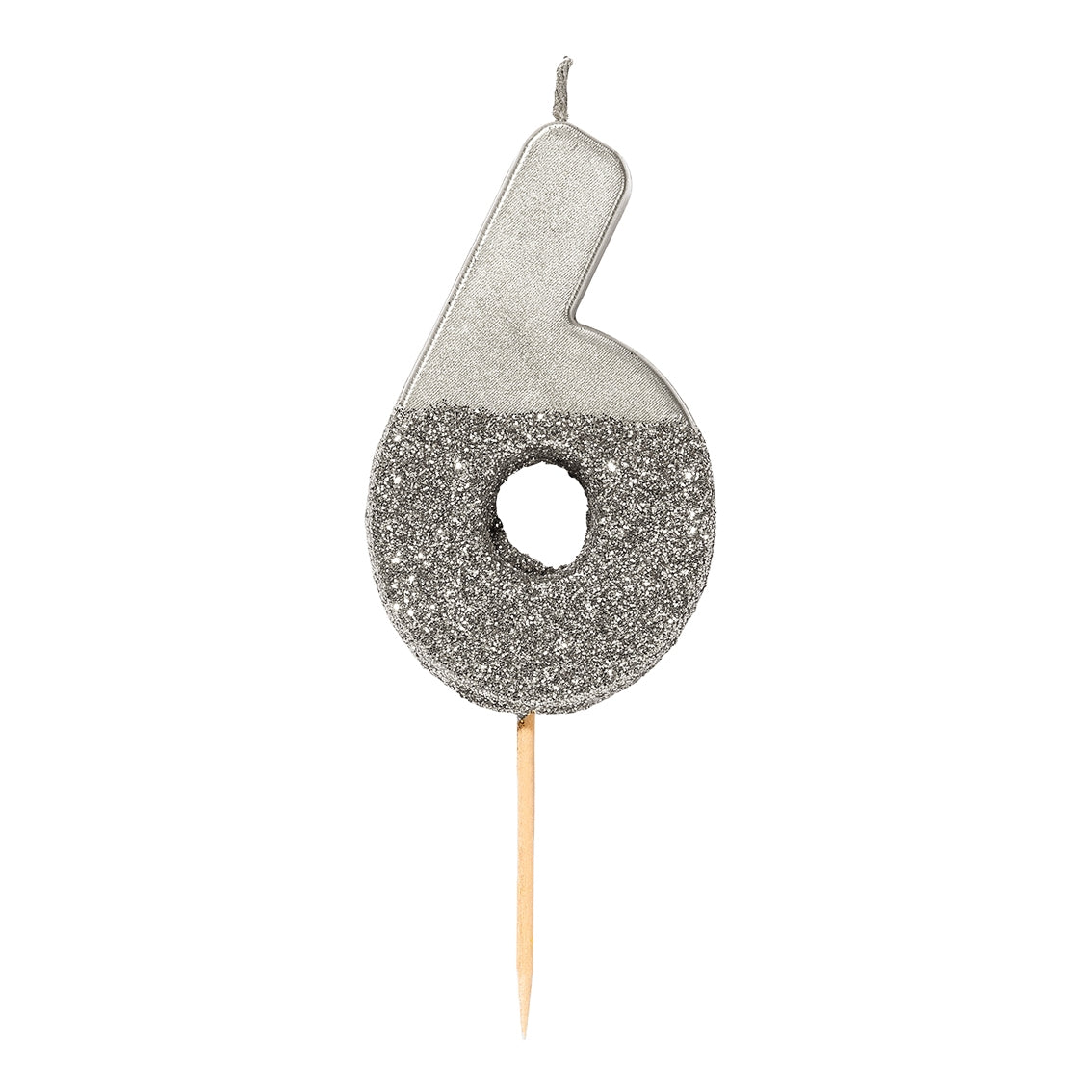 Silver Glitter Dipped Number Candles