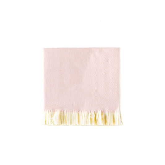 Baby Pink Fringed Beverage Napkins (12 pk)