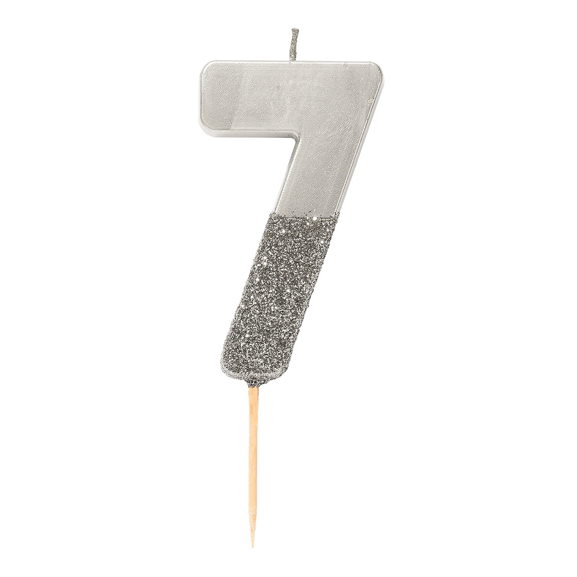 Silver Glitter Dipped Number Candles