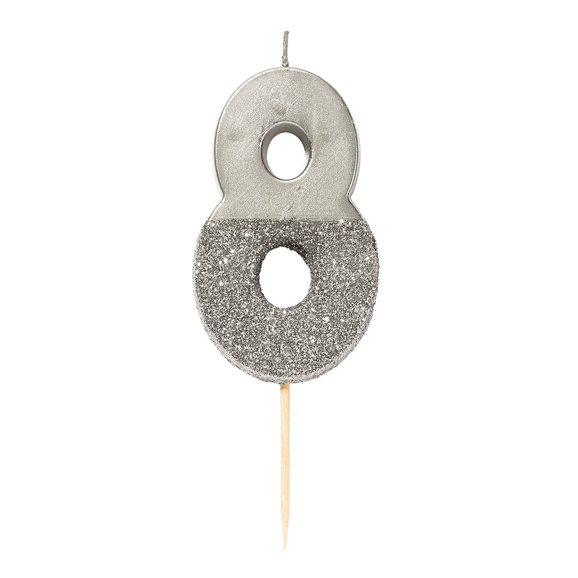Silver Glitter Dipped Number Candles