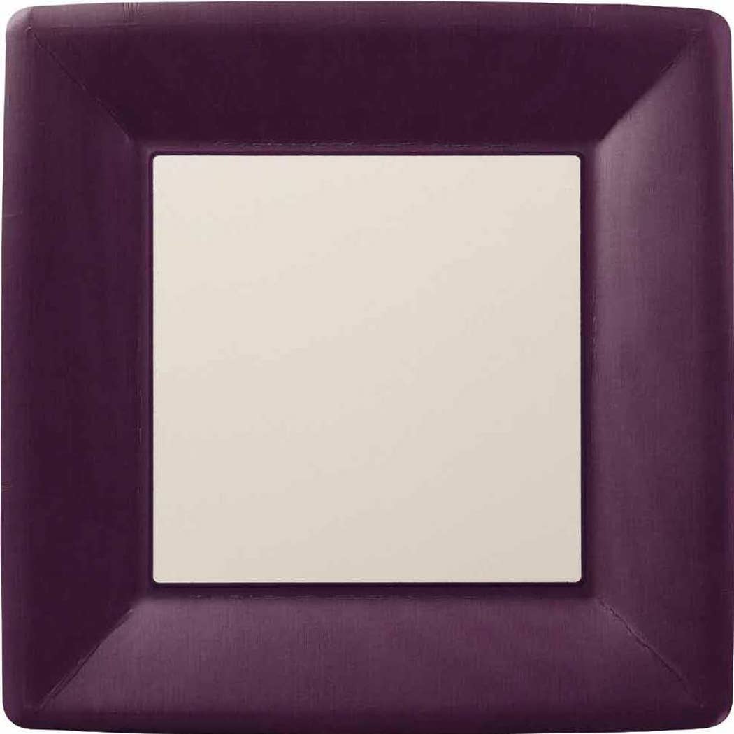 Classic Linen Aubergine Square Paper Dinner Plate