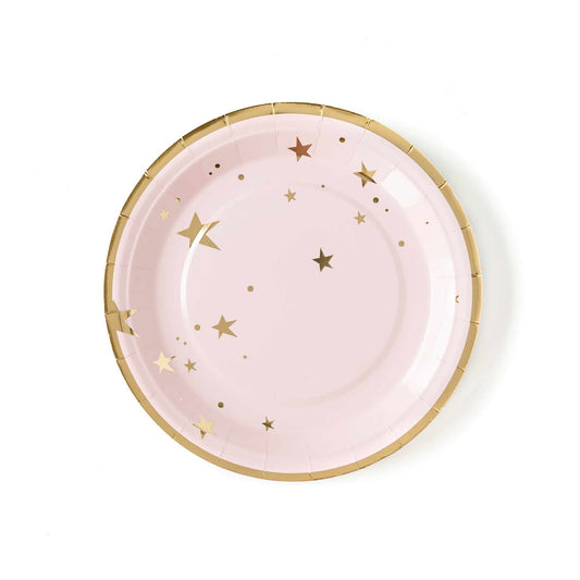 Pink and Gold Stars Dinner Plates (12 pk)