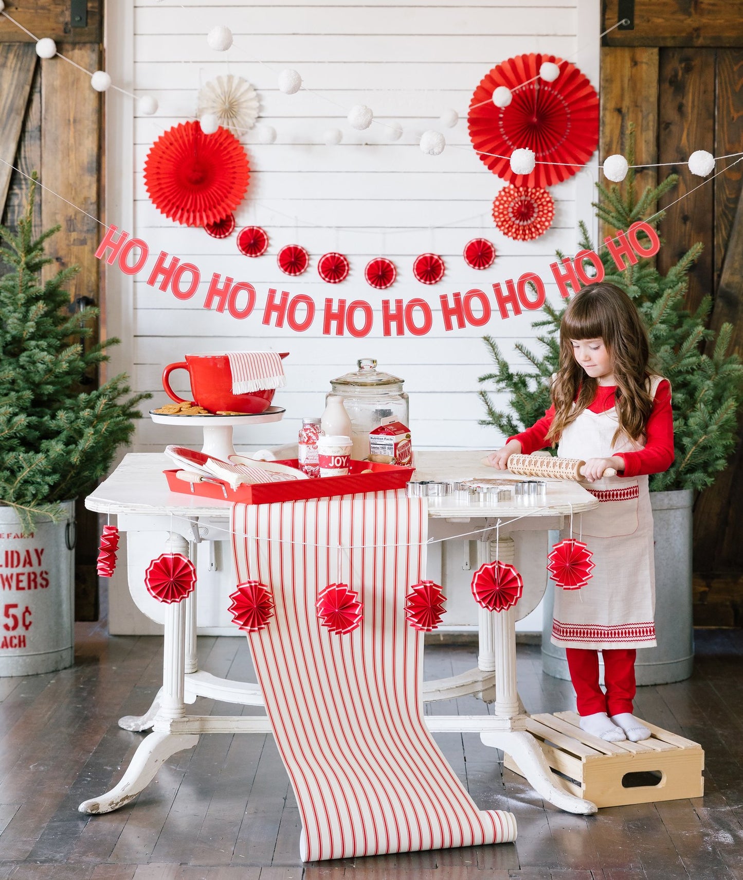 Believe Red Striped Table Runner
