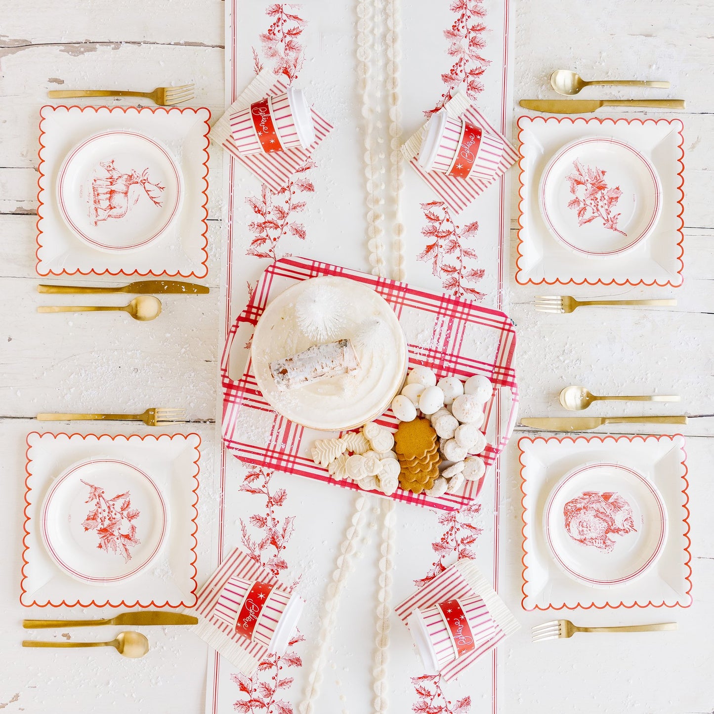 Vintage Christmas Vignette Small Plate Set