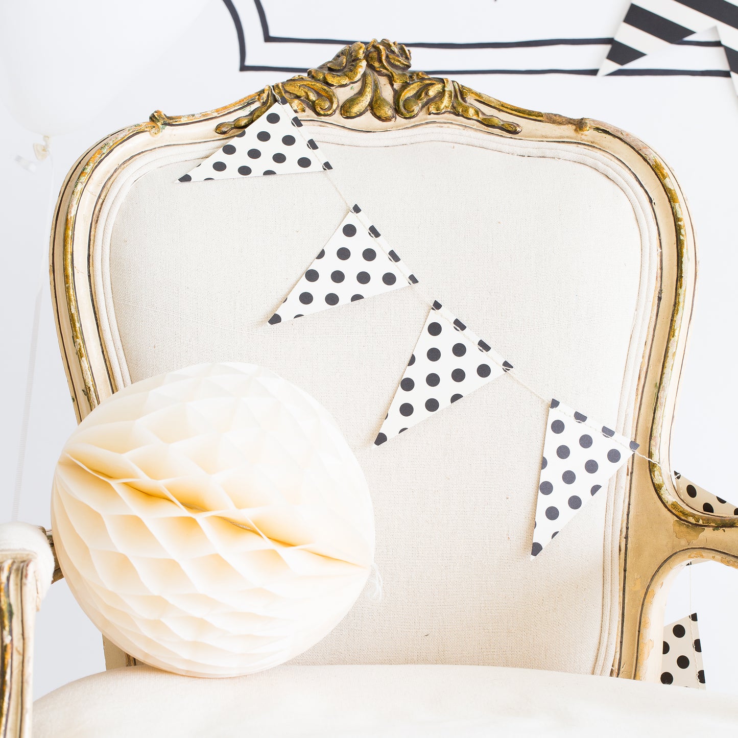 Black & Cream Dots Pennant Banner