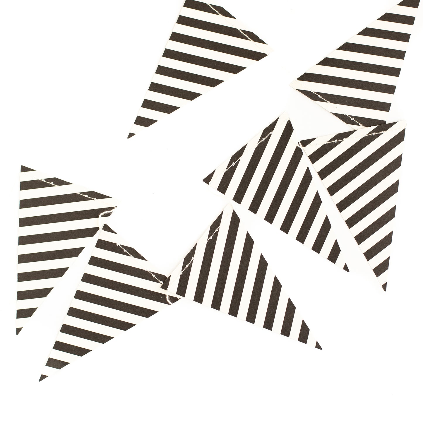 Black & Cream Striped Pennant Banner