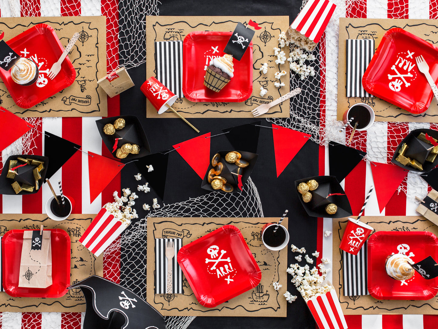 Pirate ARR! Skull and Crossbones Cups - Red (6 pk)
