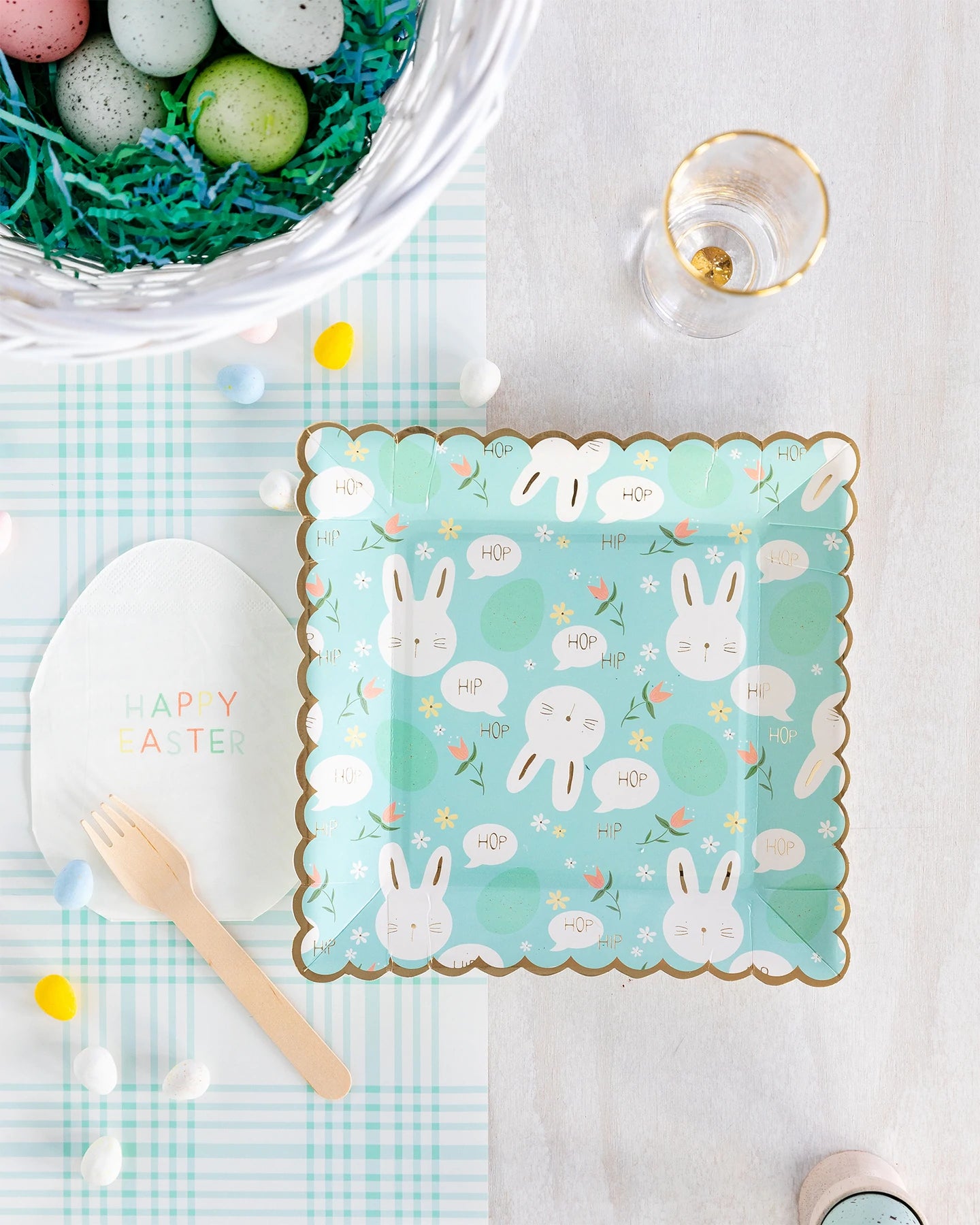 Blue Plaid Paper Table Runner (1 Count)