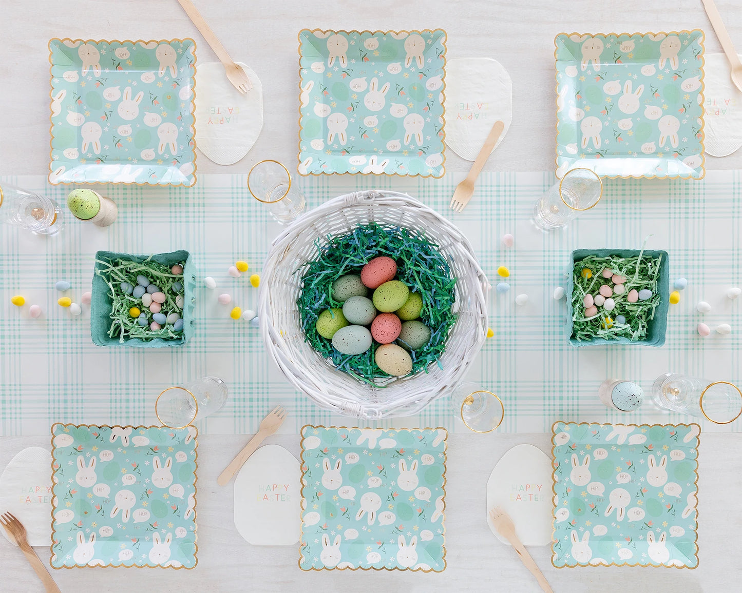 Blue Plaid Paper Table Runner (1 Count)