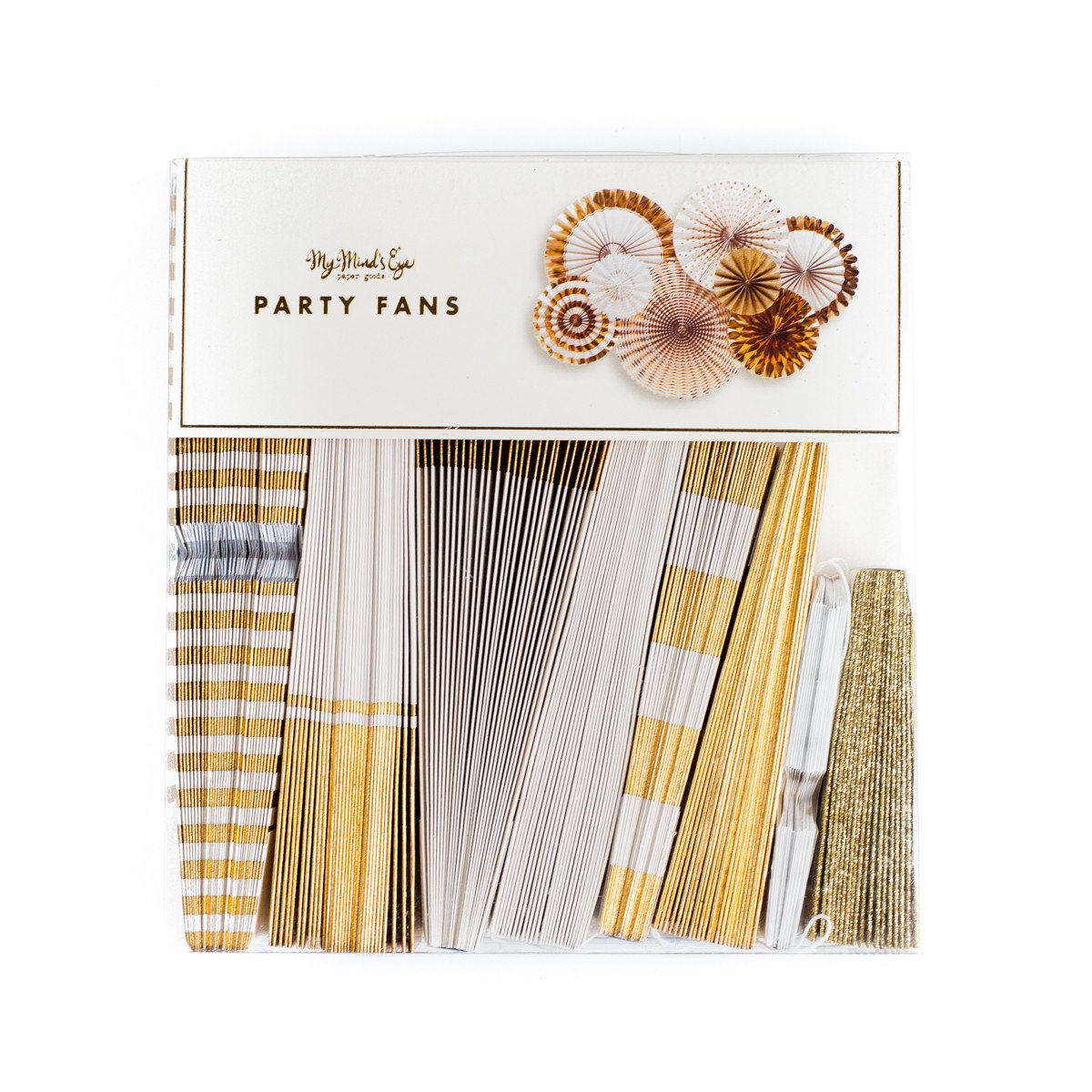 Fancy Gold Party Fans (8 pk)