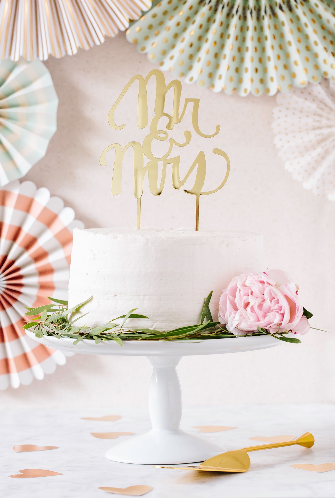 Mr & Mrs. Gold Cake Topper