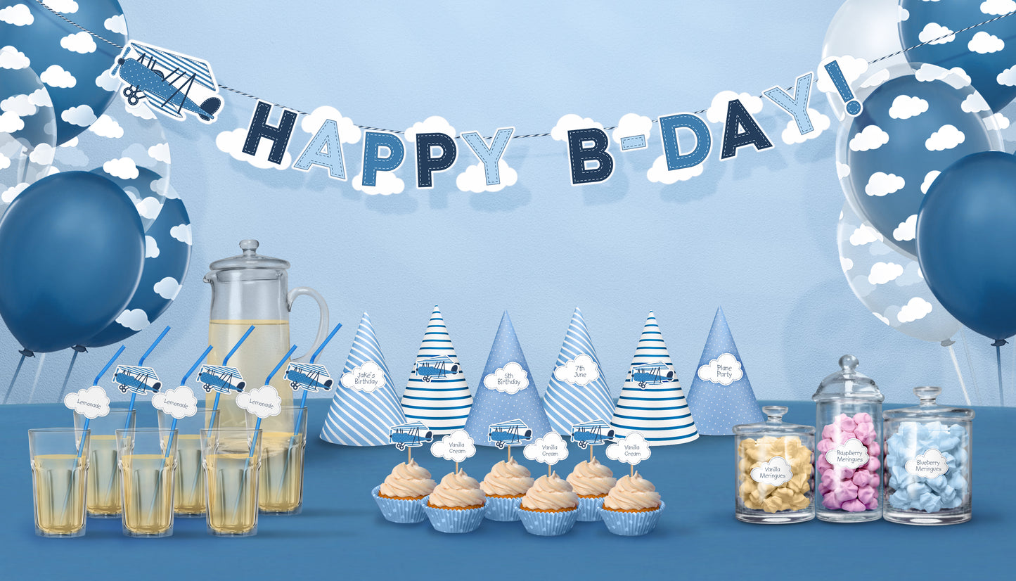Little Plane Happy B-day Banner