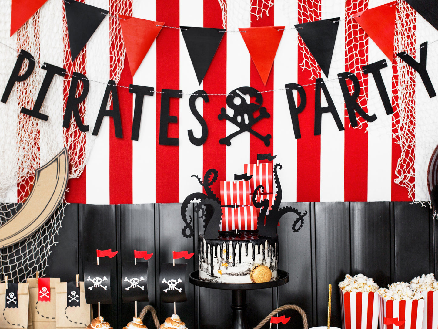 Pirate's Party Skull and Crossbones Banner