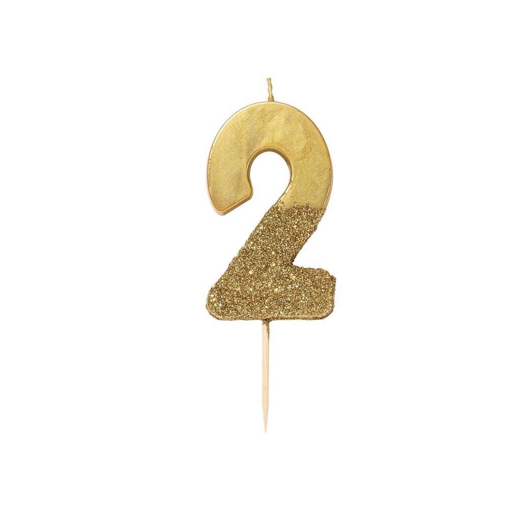 Gold Glitter Dipped Number Candles